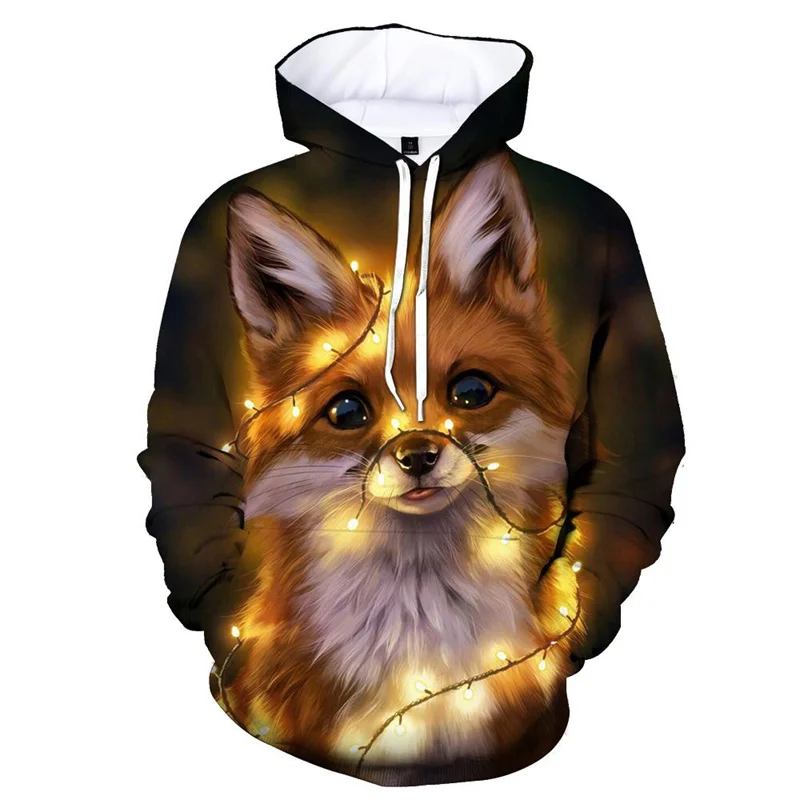 thumbnail image 1 of Sudadera con capucha con estampado 3D de zorro para hombre, moda de primavera y otoño, jersey de manga larga, sudadera informal para niños, sudaderas con capucha geniales de calle, 1 of 5