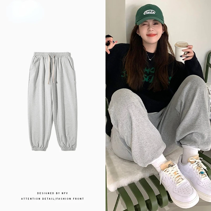 Autumn and Winter New Guard Pants Thickened Plushed  Loose Lazy Sporty  Relaxed Elastic High Waist and Leggings Sweatpants