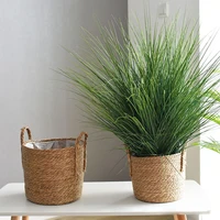 1PC Nordic Handmade Straw Woven Flower Pot Planter Basket Laundry Dirty Clothes Storage Potted Garden Green Plant Flower Holders 2