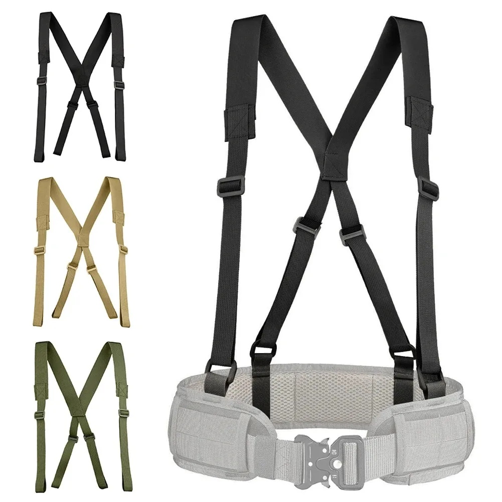Nylon Tactical Duty Belt with Padded Harness Adjustable Tool Belt Suspender for Outdoor Work Tactical Missions Hunting 1Pc