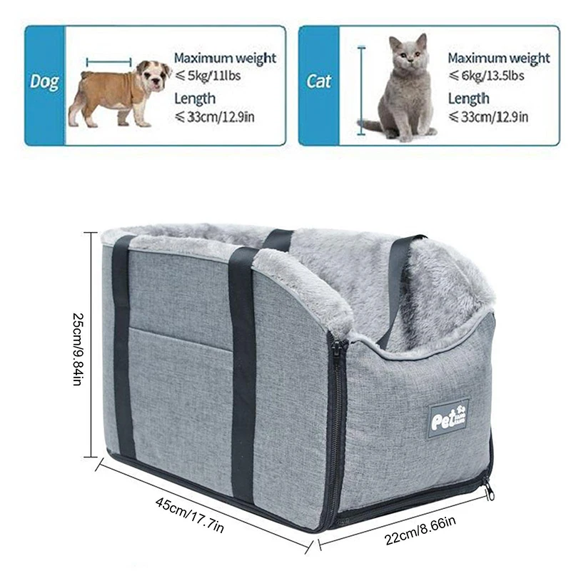 Pets Safety Seat Box Control Console Pet Nest Travel Portable Pet Dog Car Seat Car Armrest Thicken Plush Box For Small Dog Cat dog car seat