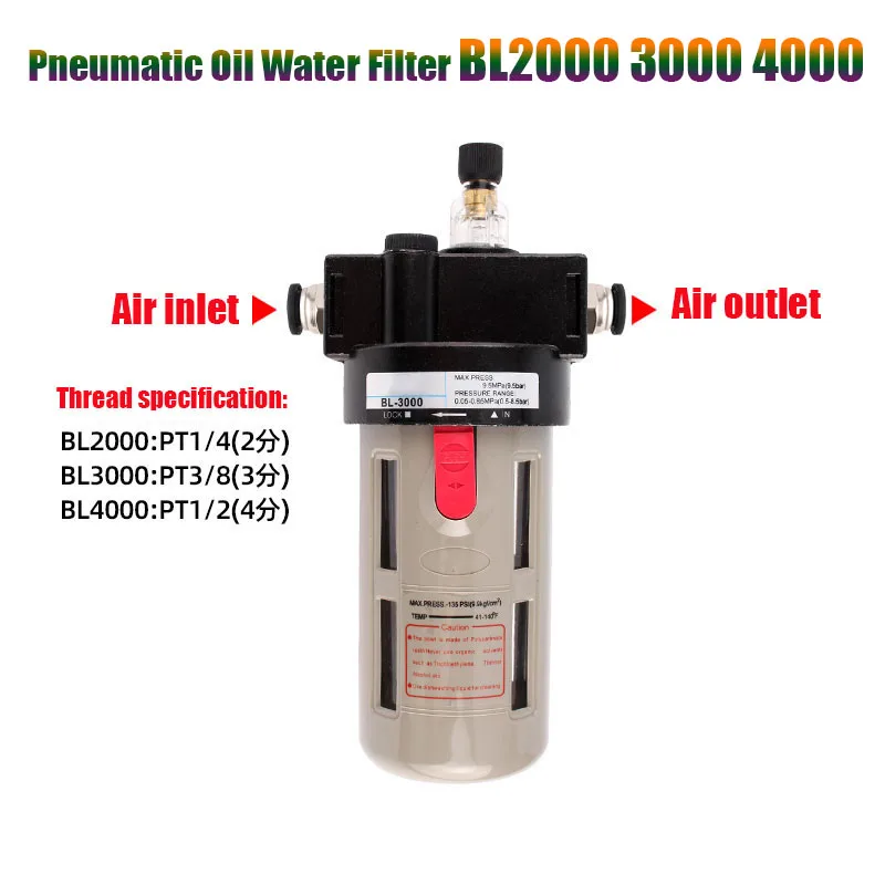 

Pneumatic Air Source Processor Oil Mist Filter BL2000 3000 4000 Compressor Filter Separator With Joint