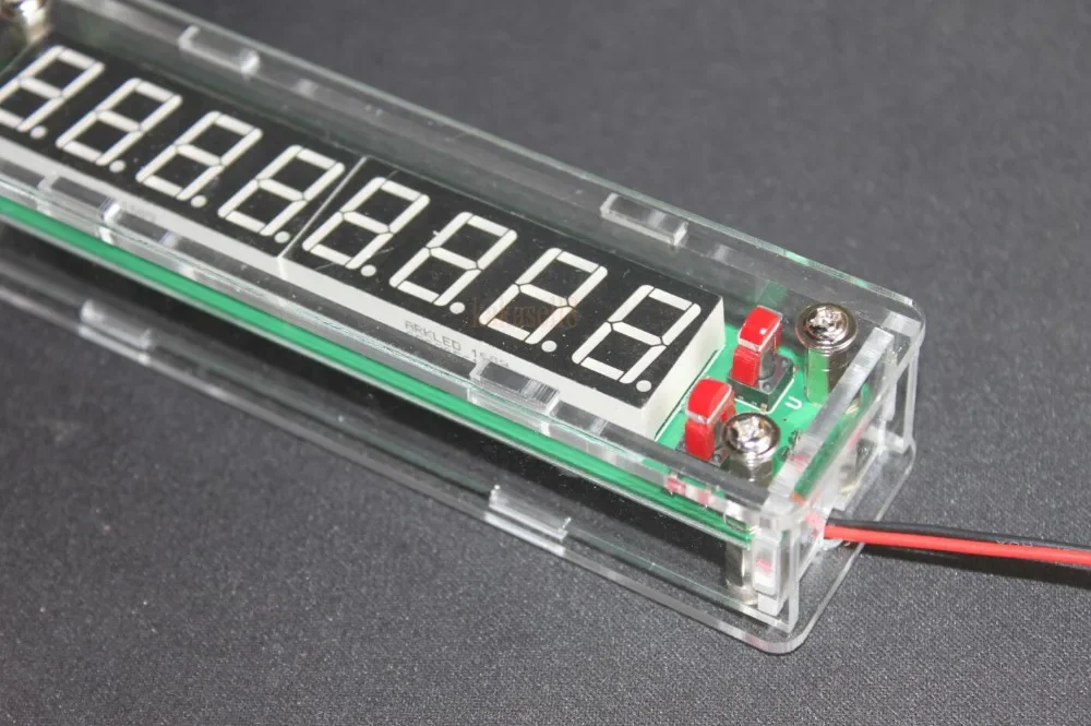 Frequency Counter DC 9-15V Digital Cymometer RF Signal 8 Digits 0.56"LED 0.1MHz~60MHz 20MHz~2.4GHz Frequency Counter with Transparent shell