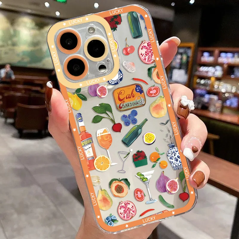 Seaside Scenery Wine Lemon Clear Soft Phone Case