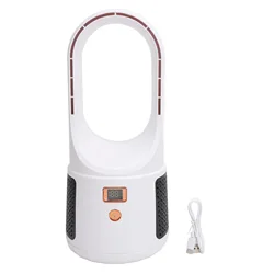 Portable Bladeless Desk Fan with Adjustable Speeds and Power Display (WHITE)