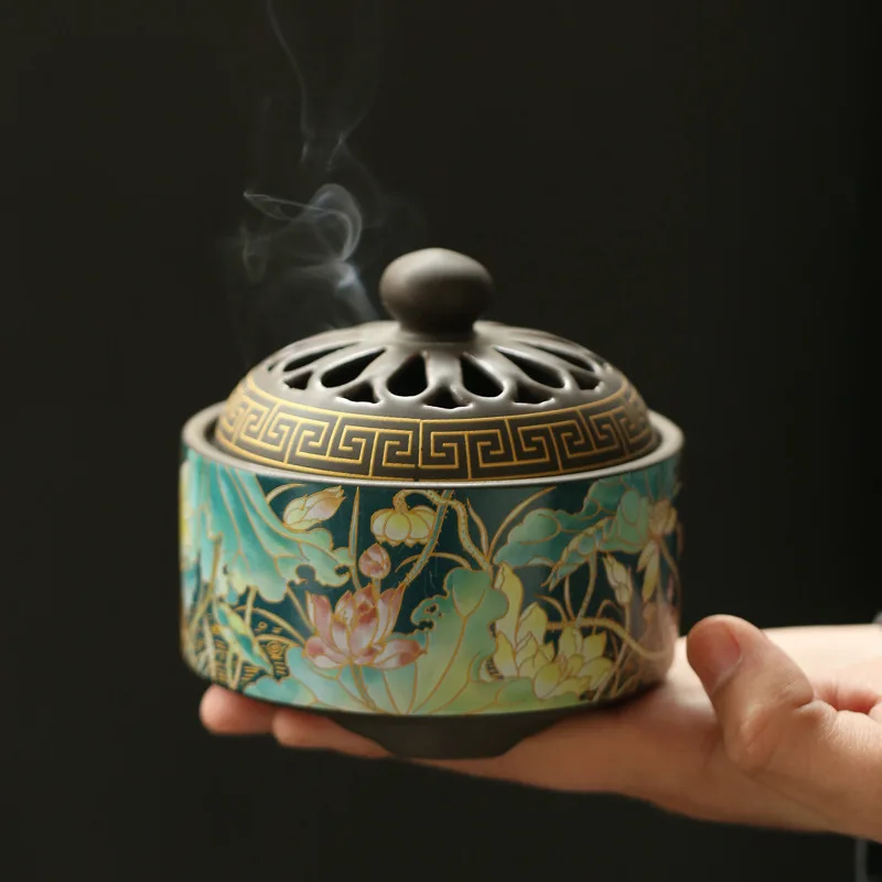 

Ceramic Enamel Color Plate Incense Stove Creative Backflow Incense Stove Home Plate Sandalwood Incense Stove Decoration