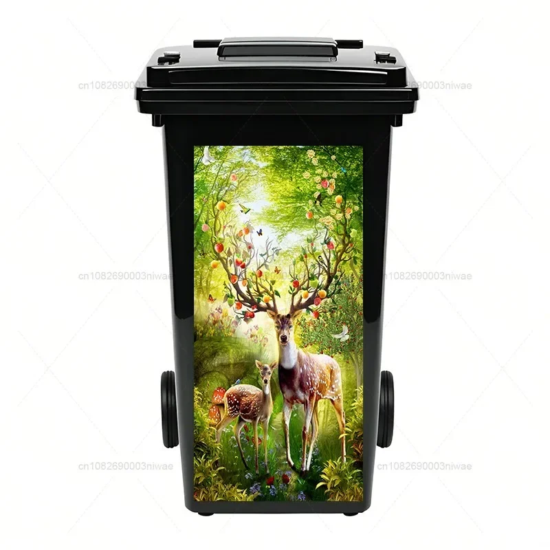 Trash Can Sticker Plant landscape painting trash can stickers outdoor trash can stickers PVC waterproof decorative stickers