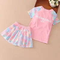 1 Set Kids Swimwear for Girls Fashion Sport Pink Blue Color Swimsuit Set for Children Girl Soft Summer Travel Beach Clothes 6