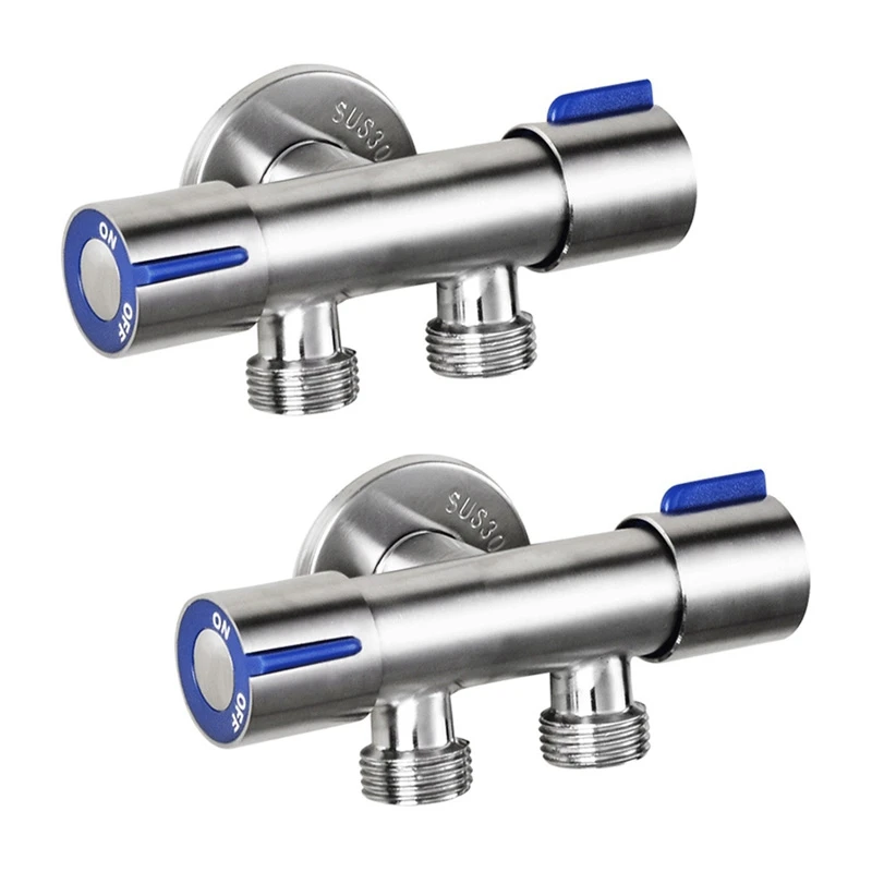 2x G1 2 X 1 2 304 Stainless Steel One Into Two Three Way Angle Valve Double Handle Double Control Single Cold Faucet Aliexpress