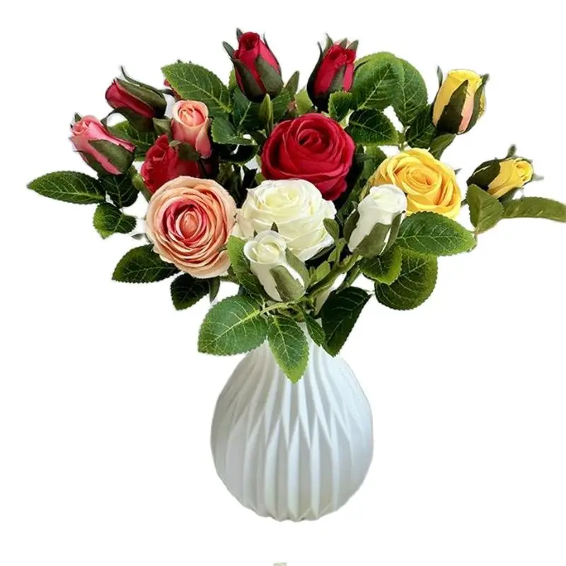 One Faux Short Stem Melaleuca Rose (3 Teste/.Piece) 13 "Lunghezza Simulazione Autunno Rosa Foglia Verde Per Centrotavola Matrimonio