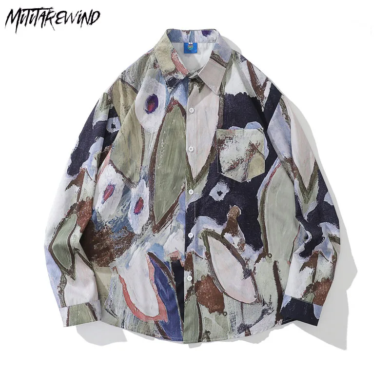 

Hawaiian Vintage Casual Shirts Couple Fashon New Fashion Spring Summer Holiday Beachwear Men Clothing Shirt Long Sleeve Tops