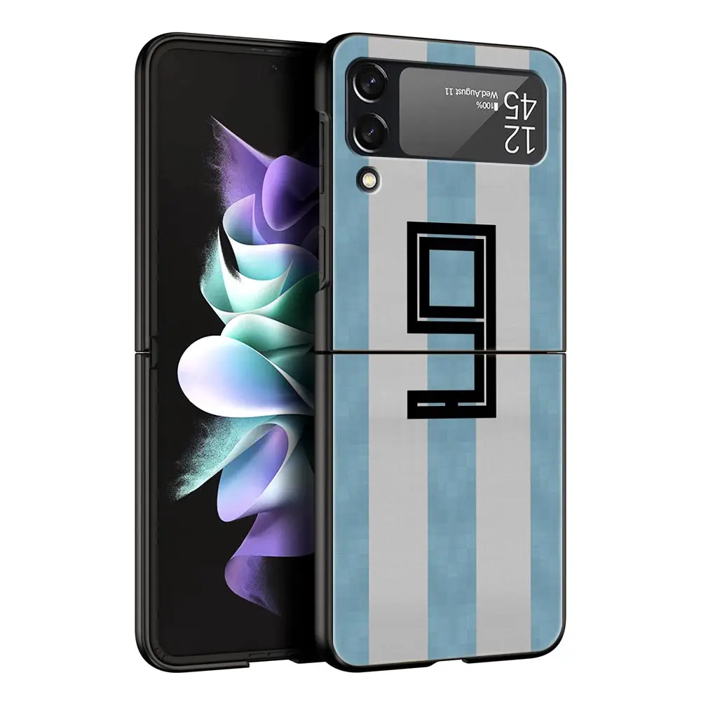 Sleek Black Folding Phone Case with Football Number Design