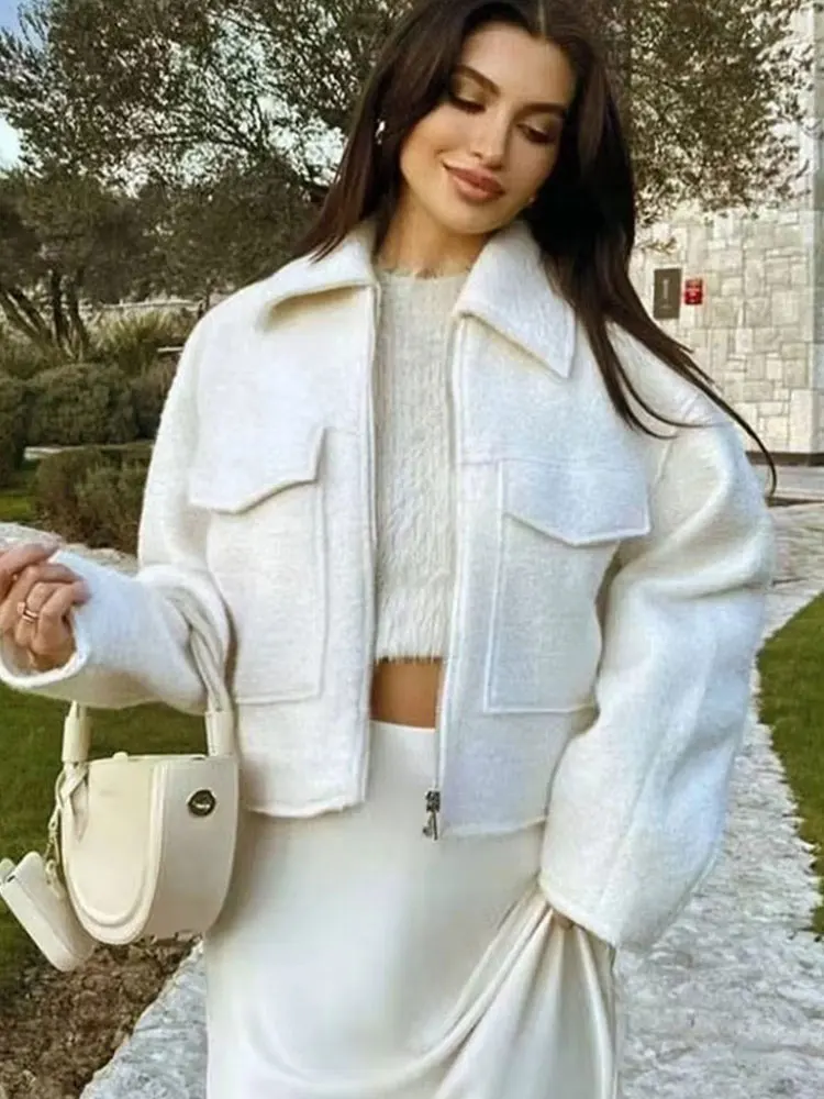 HH Women Elegant Solid Jacket Front Pocket Long Sleeve Zipper Jackets Coat For Woman Fashion Autumn Casual Outerwear