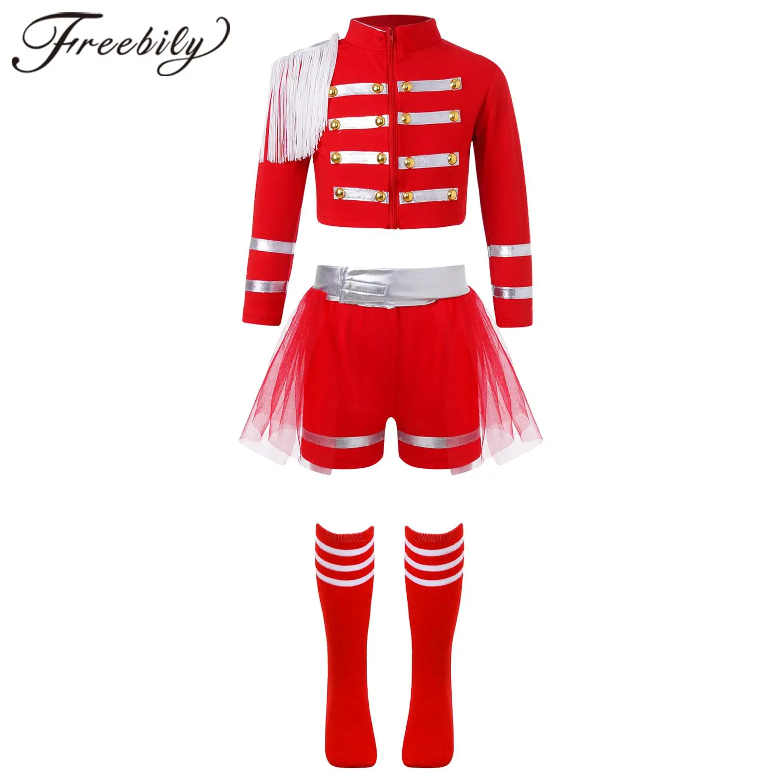 

Kids Cheerleader Costume Cheerleading School Girls Uniforms Cheer Dance Outfits for Performance Cosplay Tops with Socks Sets