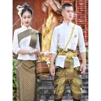 Thai del sud-est asiatico ristorante dell'hotel abbigliamento da lavoro uniforme etnico retrò abito di benvenuto per donna uomo abbigliamento tradizionale 1