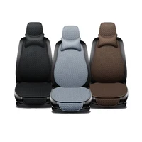 Flax Car Seat Cover Breathable Comfortable Summer Linen Seat Cushion Protector With Storage Bag Auto Interior Mat Universal Size 2