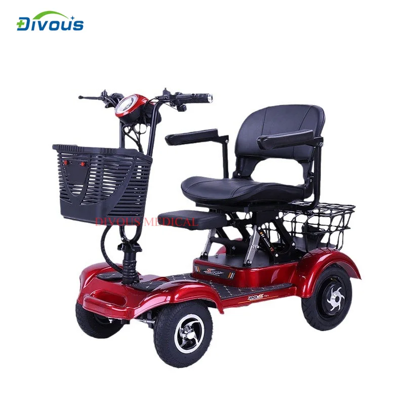 Folding Outdoor Electric Scooter For Disabled Four Wheeled Electric Adult Tricycle with Rear Basket 3
