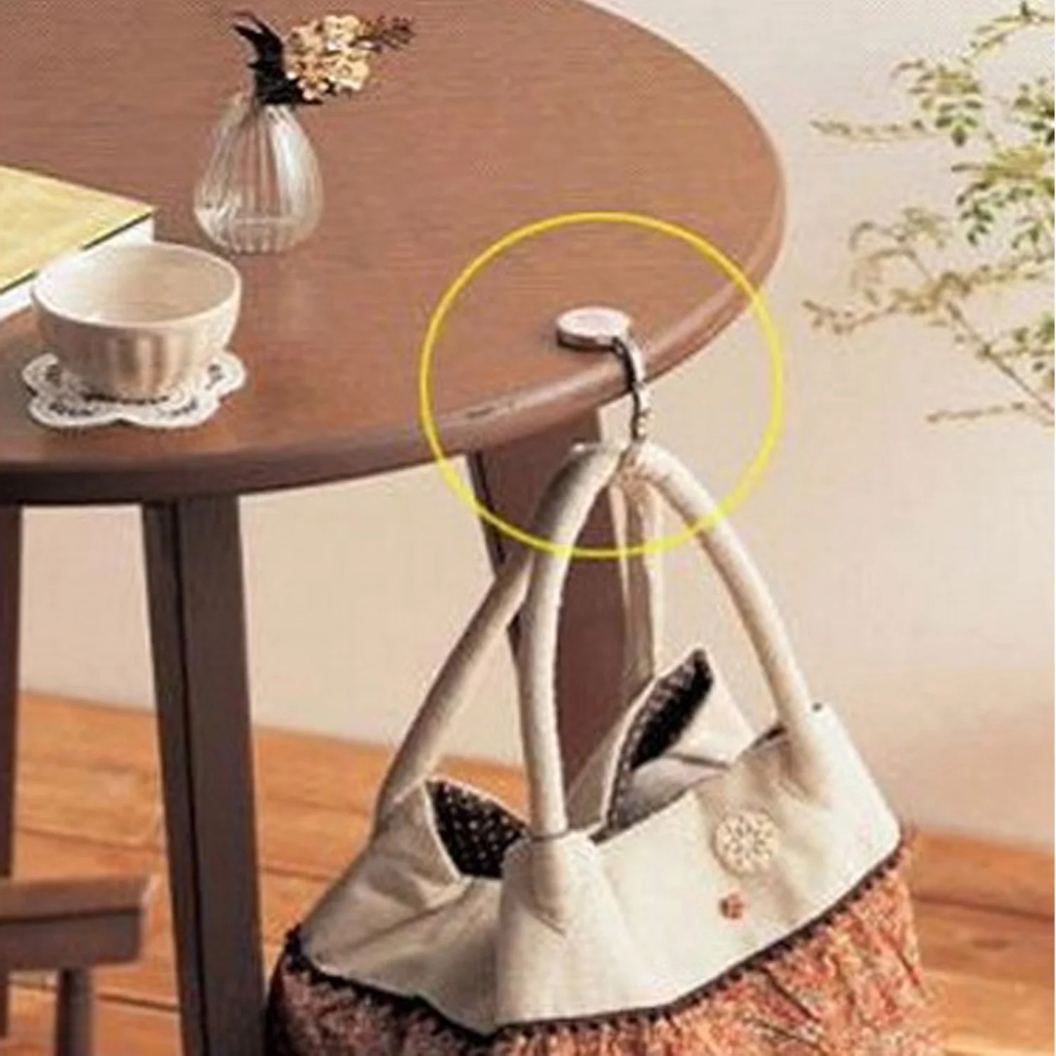 Purse Bag Hook 2pcs Portable Folding Round Crystal Alloy Purse Bag Handbag Holder Hook Desk Table Hanger Accessories For Office School Supplies