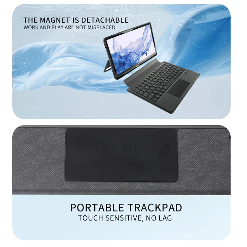 Bluetooth Wireless Keyboard Case with Touchpad RGB Backlit Rechargable Tablet Keyboard for Galaxy Tab S9FE+/S10 11/12.4/14.6Inch