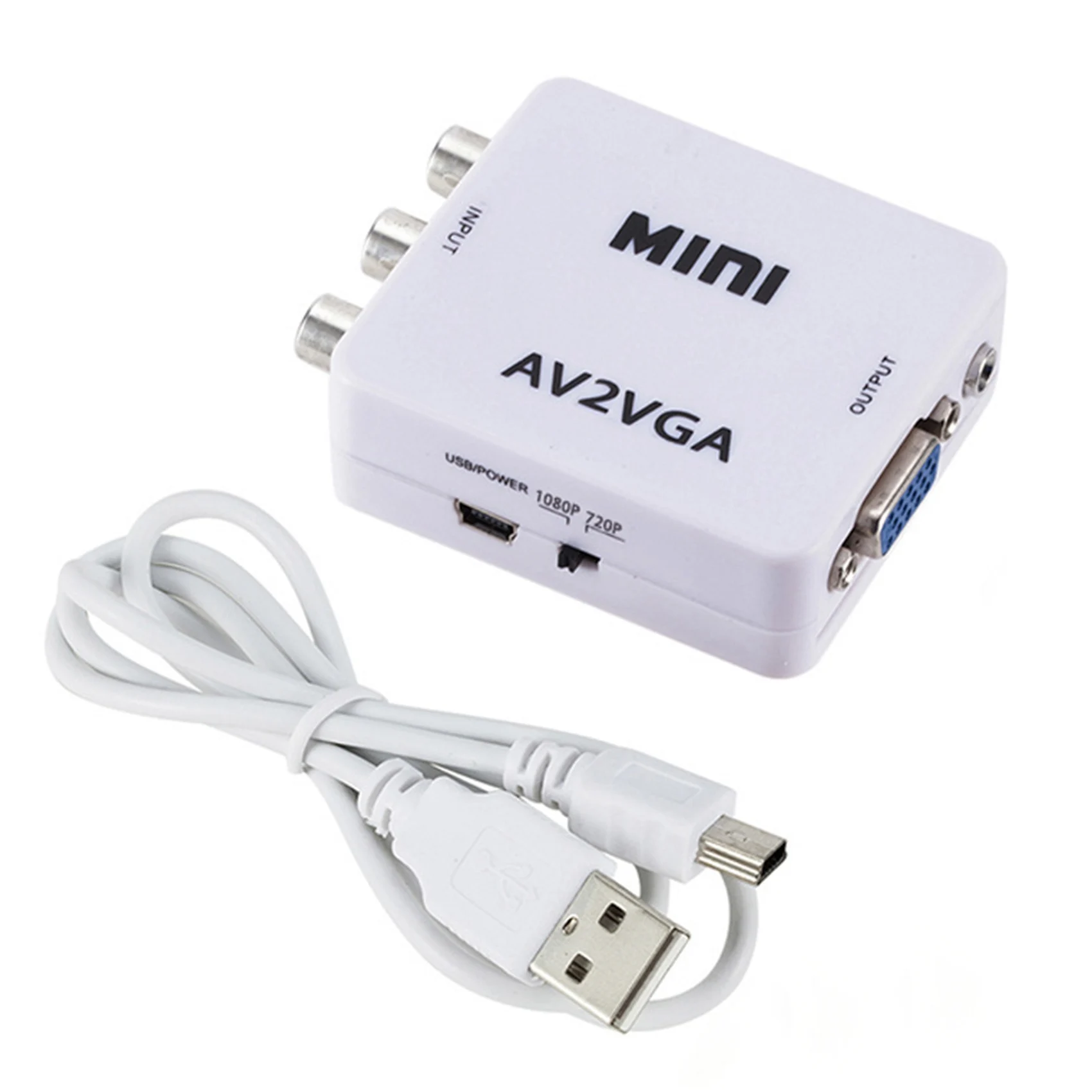 

AV (RCA) to VGA Audio Video Converter,Support Resolution 1080P /720P,With 3.5 mm AUDIO Audio Input Port,for STB TV PC