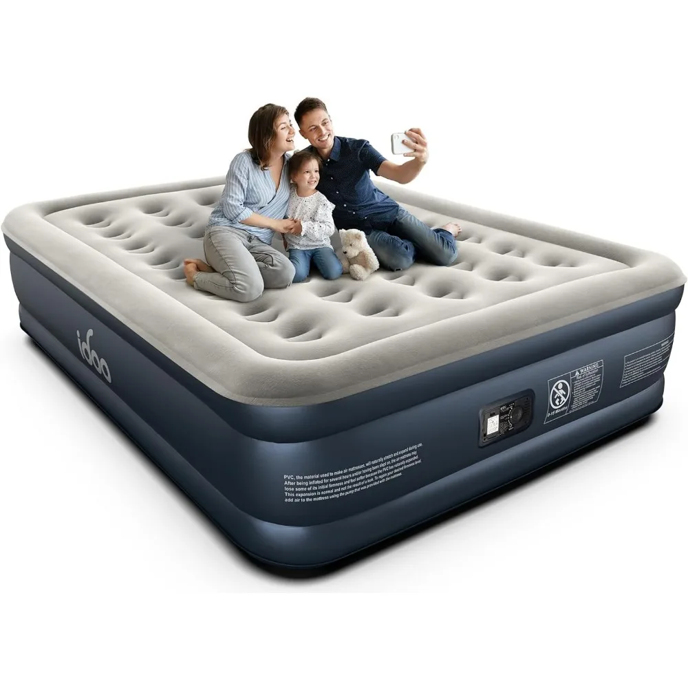 

Queen Air Mattress with Built in Pump, Inflatable Mattress for Camping, Guests & Home, 18" Raised Comfort Blow up Mattress