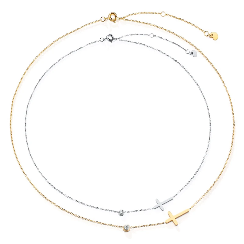 Sideways Cross Necklaces for Women Girls Jewelry, Dainty Gold