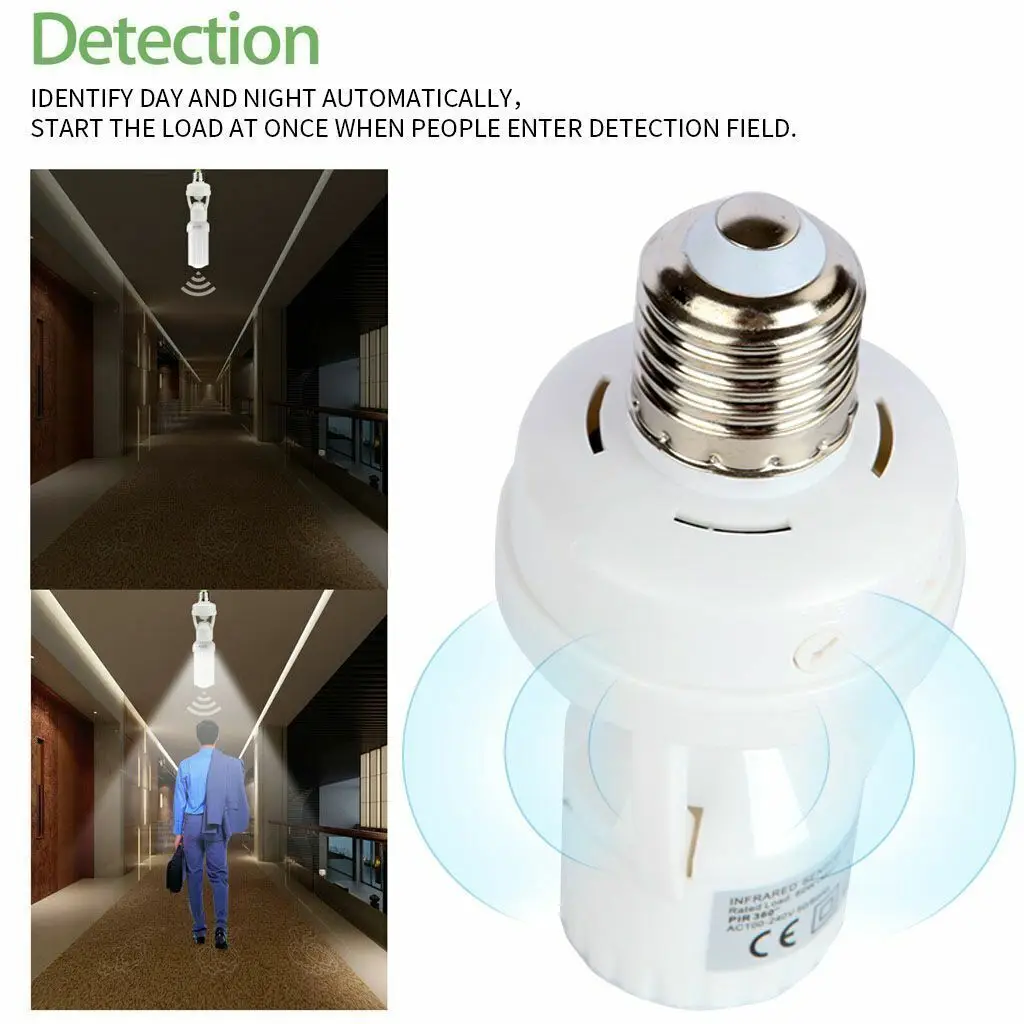 Smart Motion Sensor Smart Motion Sensor Light Bulb Holder E27 PIR Induction Sensor Adapter Lamp Base Converter Automatic LED Switch AC 110V 220V
