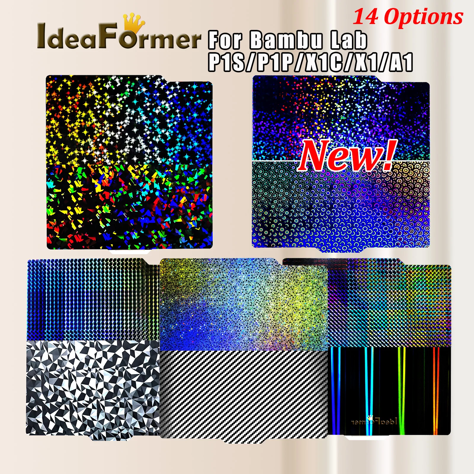 Per Bambu Lab P1S Build Plate A1 X1C Pei Texture 257X257 H1H Pey Pek Peo Lamiera Acciaio Per Molle Per Bambulabs X1 Carbon Bambulab P1P