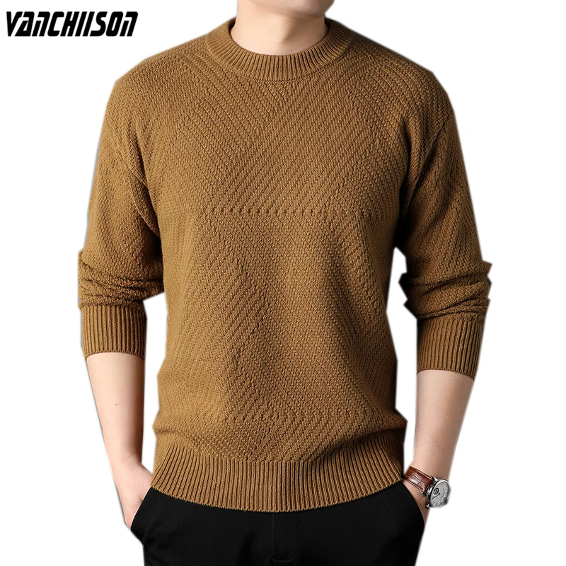 

High Quality Men Thick Knit Jumpers Sweater Pullover Outwear Tops Solid for Autumn Winter Casual D2361