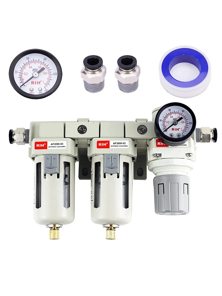 

Three Stage Air Drying System 5 Micron Particulate Filter 0.5-0.01 Micron RIH Pneumatics Compressed Air Filter & Regulator