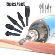 

5PCS Woodworking Steel Rotary Rasp File 1/4" Shank Rotary Craft Files Rasp Burrs Wood Bits Grinding Power Carving Hand Tools