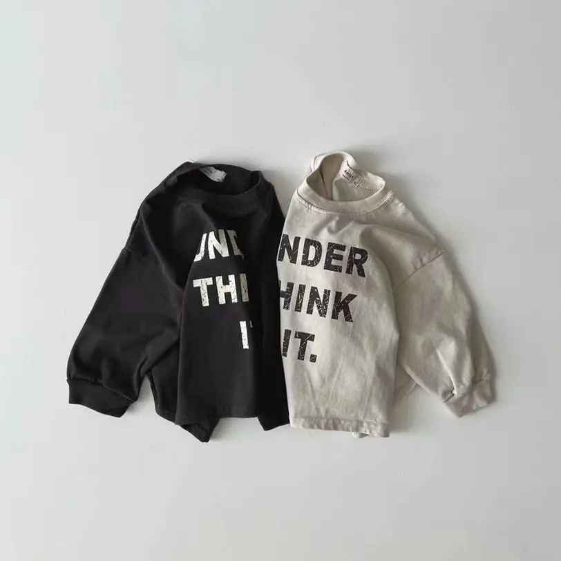 Description Picture 4 of item2025 Spring New Baby Long Sleeve T Shirts Letter Print Children Pullover Cotton Infant Girl Loose Tops Casual Toddler Boy Tee