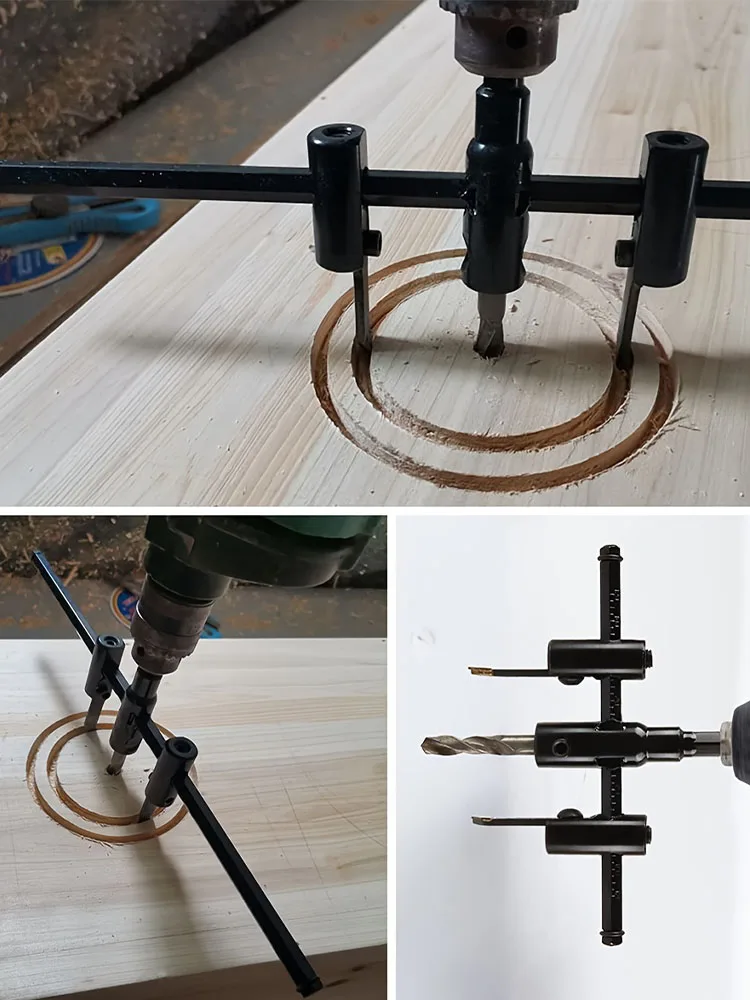 1 Stück 30/40-120/200/300mm Verstellbarer Lochöffner Kreisförmiger Lochschneider Kreissäge Flugzeugtyp Holzbohrer DIY-Werkzeug – Detail 8