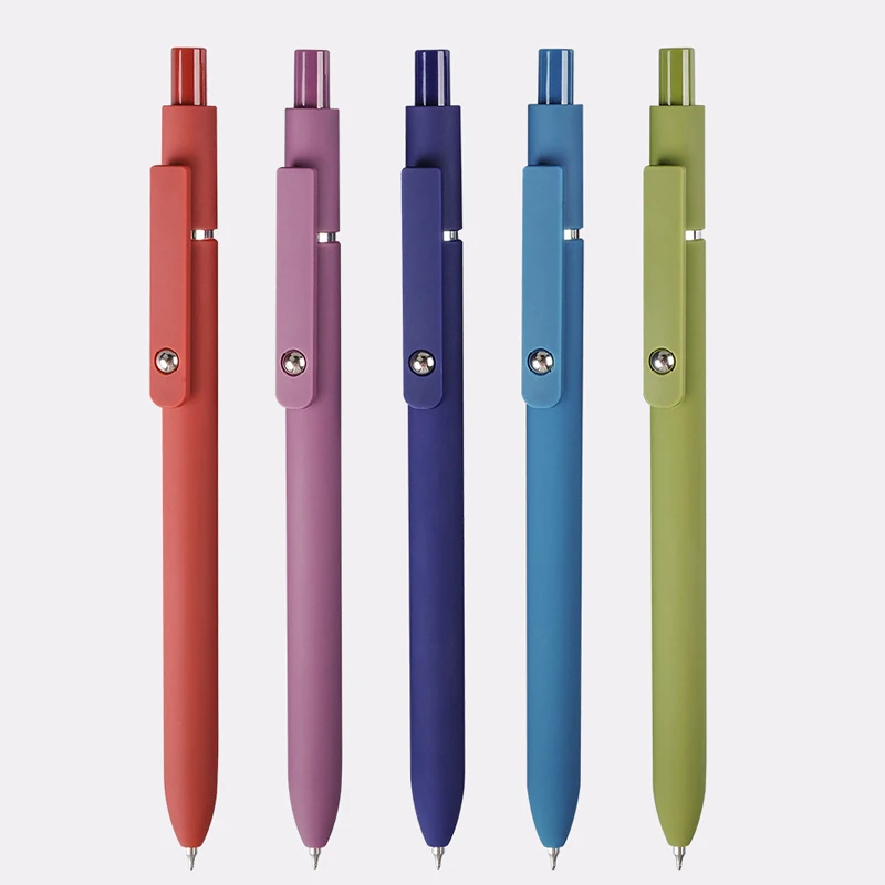 Retro Morandi Retractable Gel ink Ballpoint Pen,Extra Fine Point Black ink Smooth Writing Quick Dry Japan Mikuni ink Refills 5