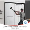 56-60" Wx76 H Semi Frameless Double Sliding Shower Door, Matte Black Easy Clean Coating Sliding Shower Door 3