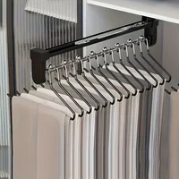 1pc retractable wardrobe hanging rod, drawer style storage rod, adjustable folding metal hanging rail, saving space 1