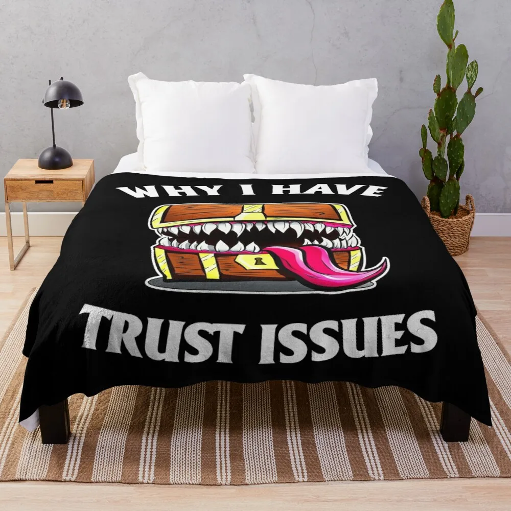 

Mimic chest Why i have trust issues Throw Blanket warm for winter Retros heavy to sleep Comforter Blankets