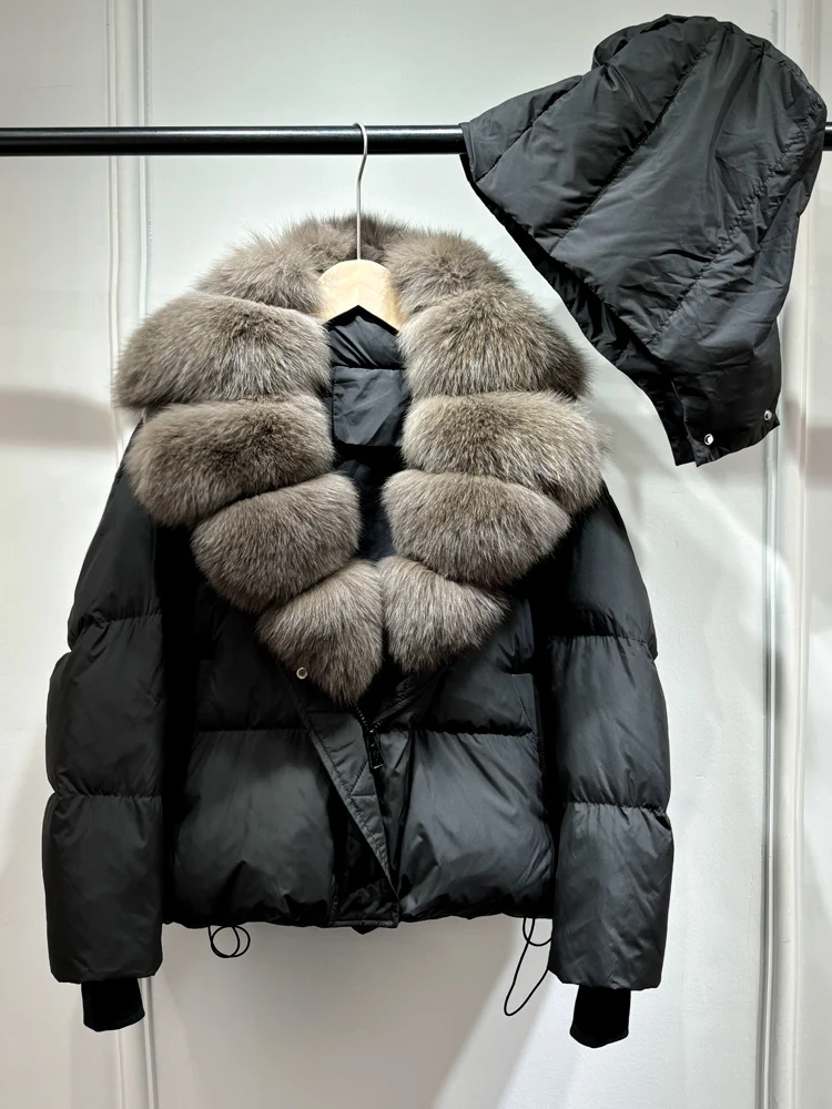 Lagabogy 2025 Winter Women Warm White Duck Down Jacket Natural