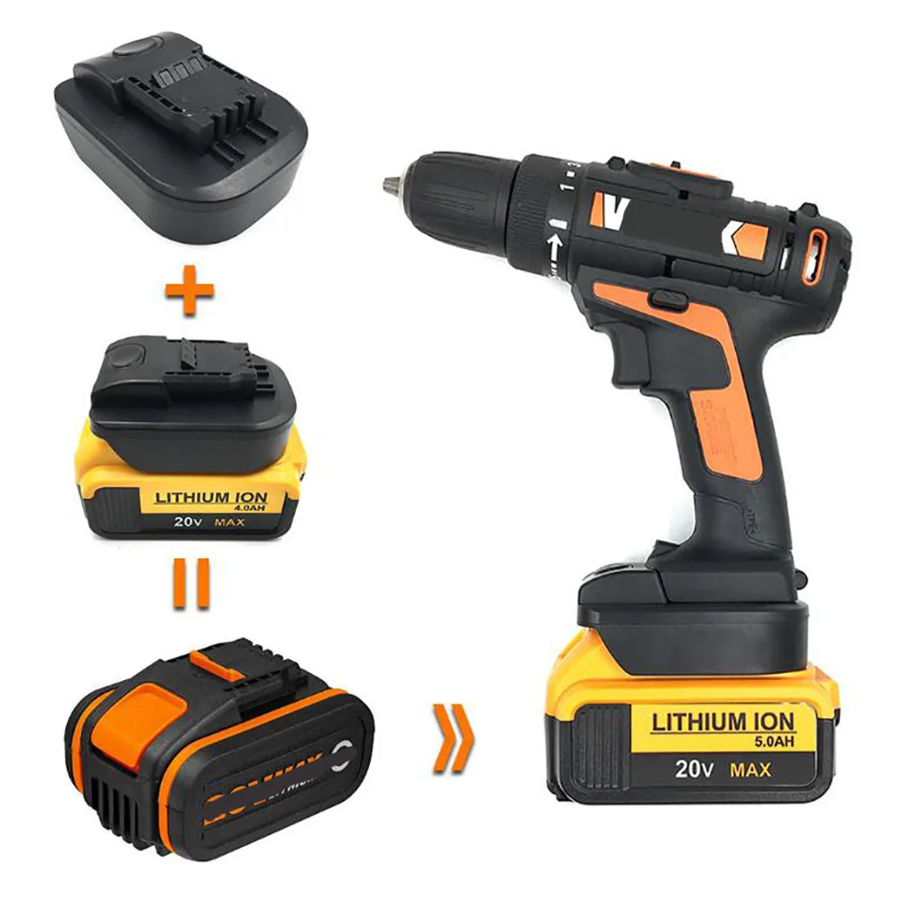 

DWB18OWL Adapter Converter Can use for DeWalt 18V 20V MAX 60V Li-ion Battery on for Worx Orange Small Foot Electric Power Tool