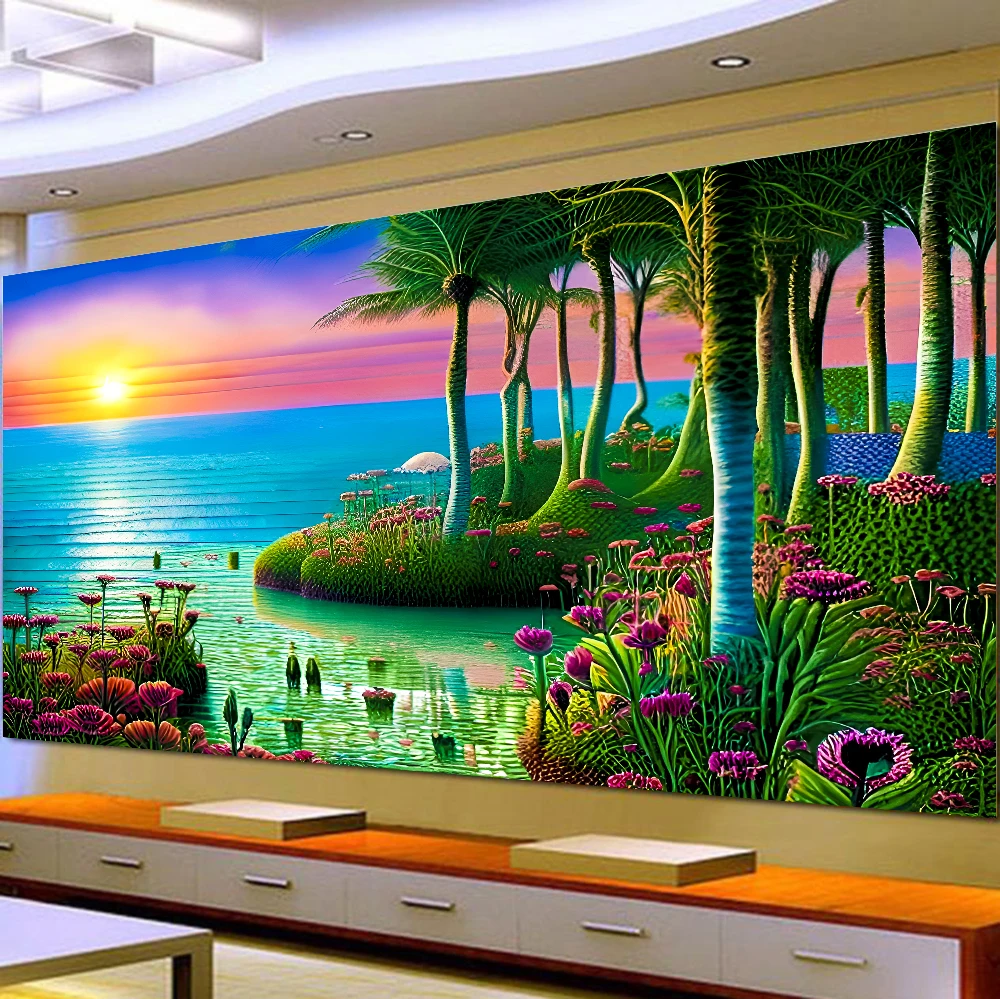 5D DIY Large Diamond Painting, Cross Stitch Trees, Colorful Flowers,  Landscape Wall Art, Full Round Drill, Embroidery Home Decor - AliExpress