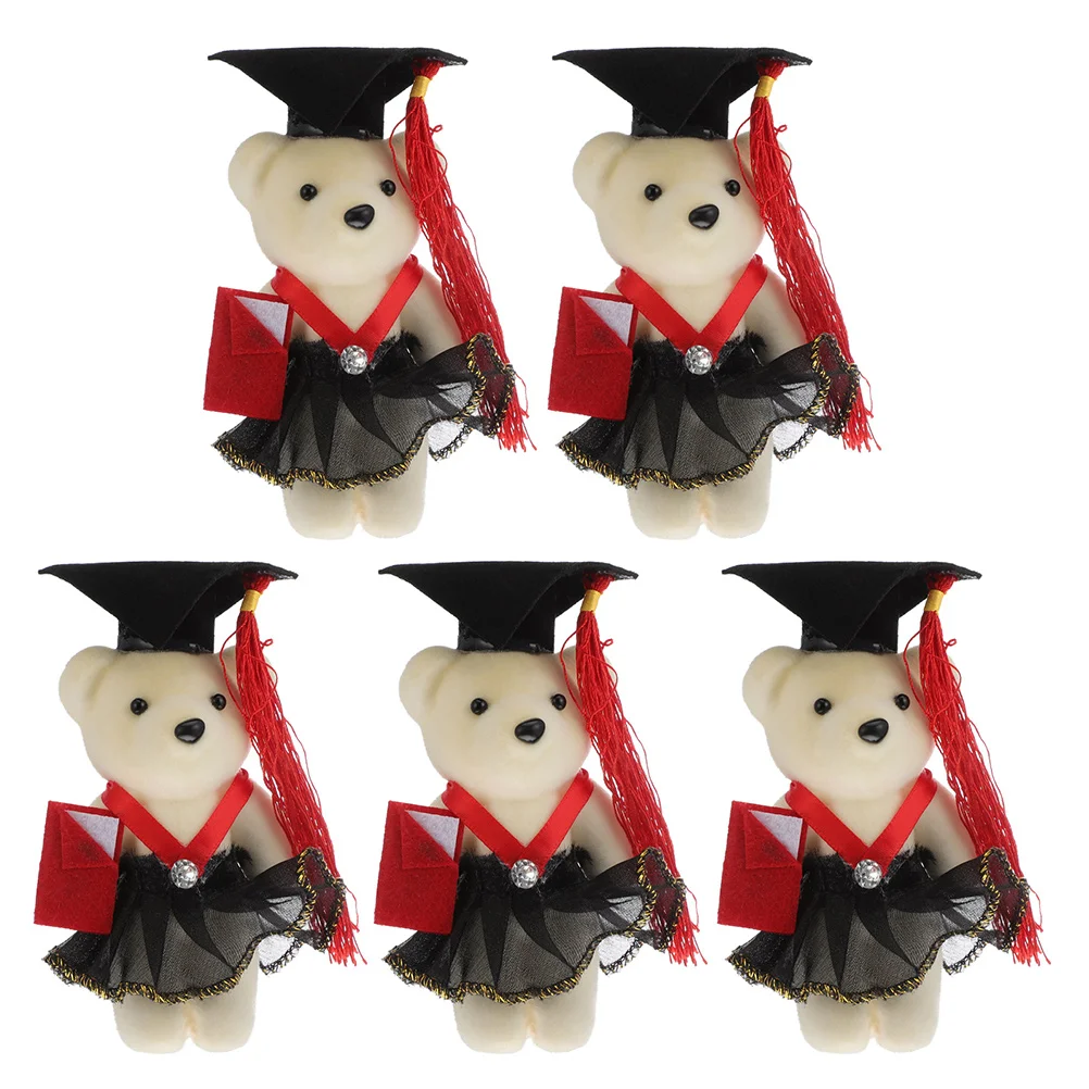 

5 Pcs Graduation Season Dr Bear Flower Bouquet The Gift Craft Ceremony Non-woven Fabric Commencement Presents Black Baby