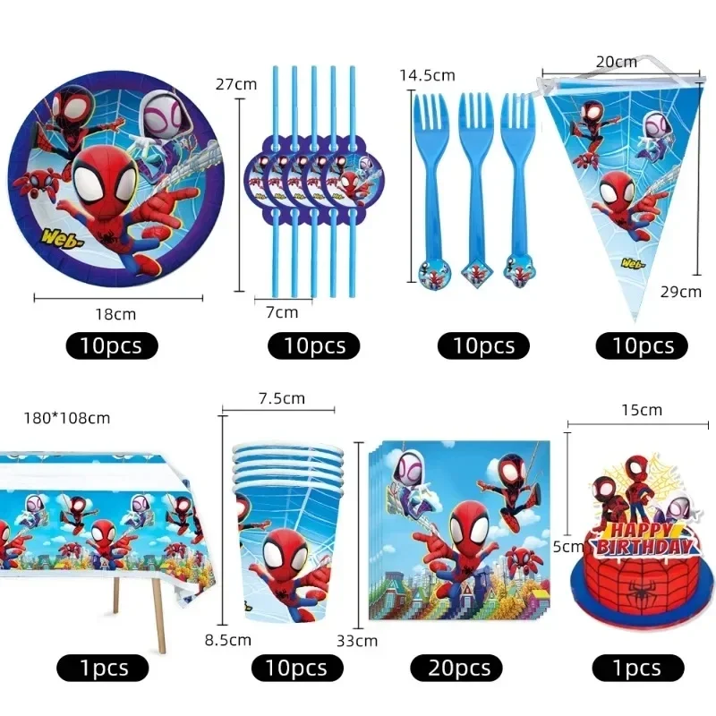 Marvel Birthday Party Disposable Tableware Set Supplies Paper Plate Decorations Spider-Man and His Best Friends disposable tableware