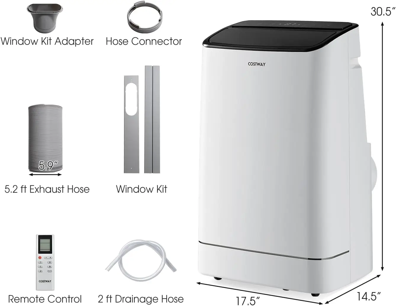 15000 BTU Portable Air Conditioner, with Heat, Auto Swing 4-in-1 AC Unit for Rooms up to 800 Sq.Ft, with Built-in Dehumidifier 6