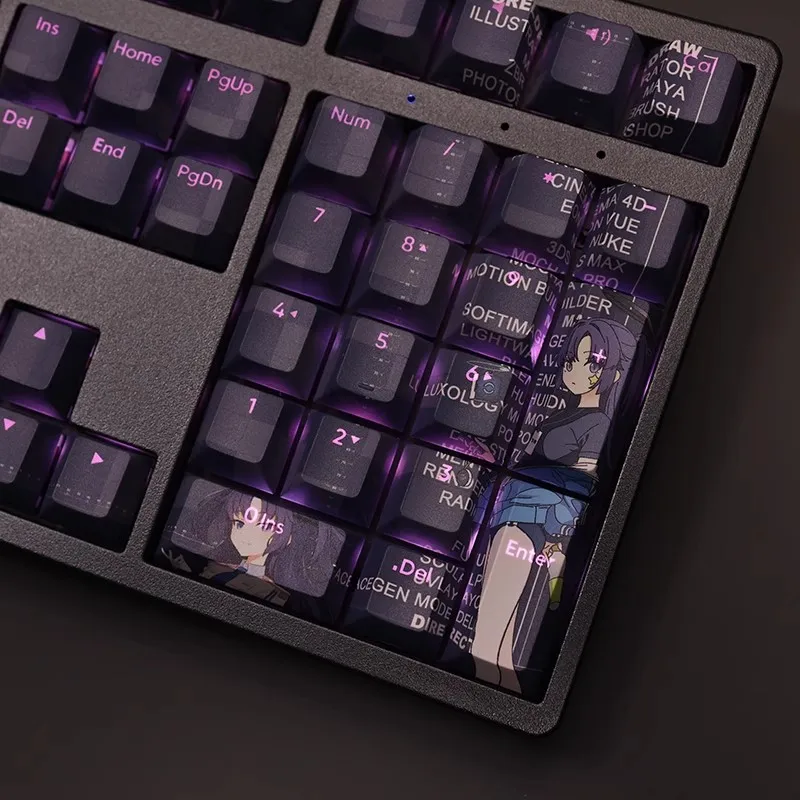 Desenhos Animados Anime Gaming Key Caps Arquivo Azul Hayase Yuska Keycap Pbt Backlit Keycaps Ansi 61 87 104 108 Conjunto de Chaves - Imagem 2