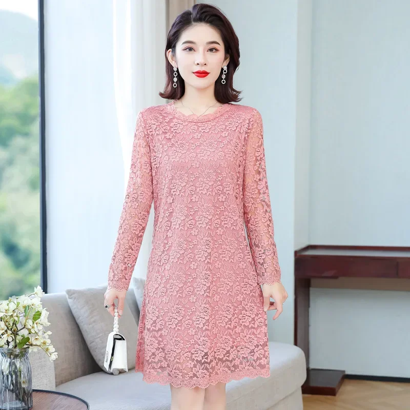 

Dresses for Women Woman Dress Lace Hollow Out Waist Roupas Femininas Crew Neck Vetement Femme Vestidos De Verano Mujer 2022