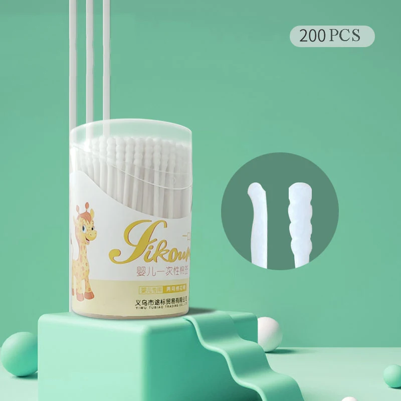 200ks bezpečnosti děťátko bavlna tampon čistý děťátko ušima hole zdraví lékařská buds kování výtěry skříňka plastový cotonete