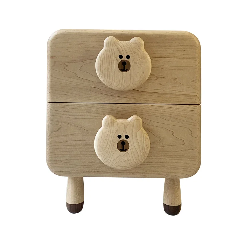 1Children's room, all solid wood bedside tables, black walnut bedside tables, cartoon storage cabinets