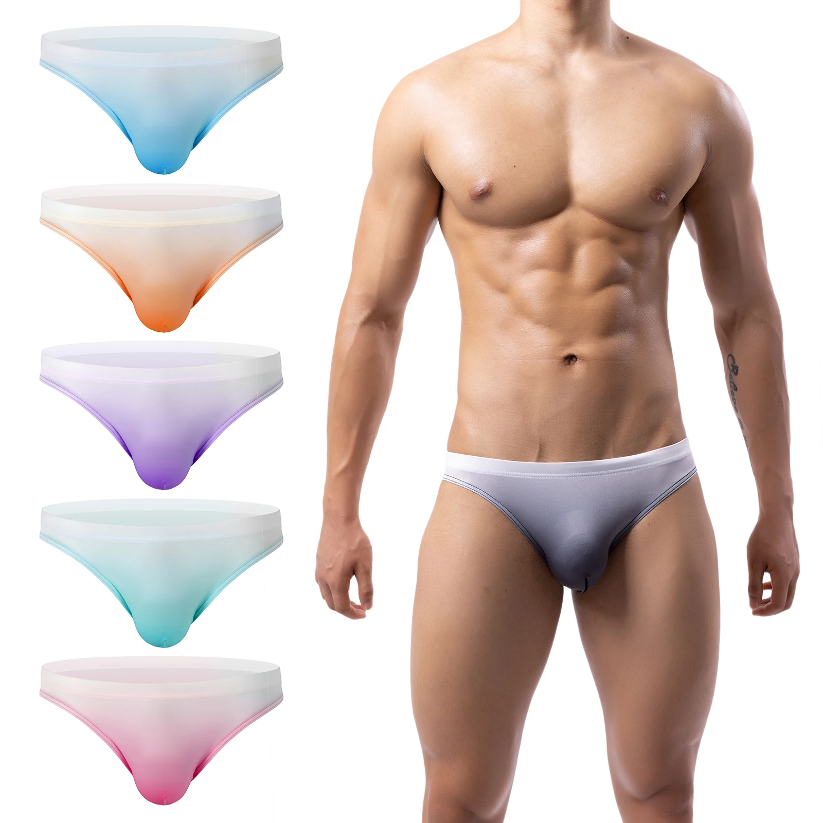 6 Pcs Men's Underwear Gradient Briefs Modal Material Super Soft Comfort Lightweight Multipack Pack