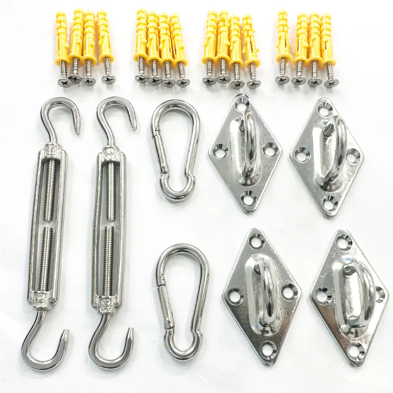 Sunshade Umbrella Sail Umbrella Accessories 304 Stainless Steel Hardware Kit Buckle Ear Guard Hook Hook Screw Silver