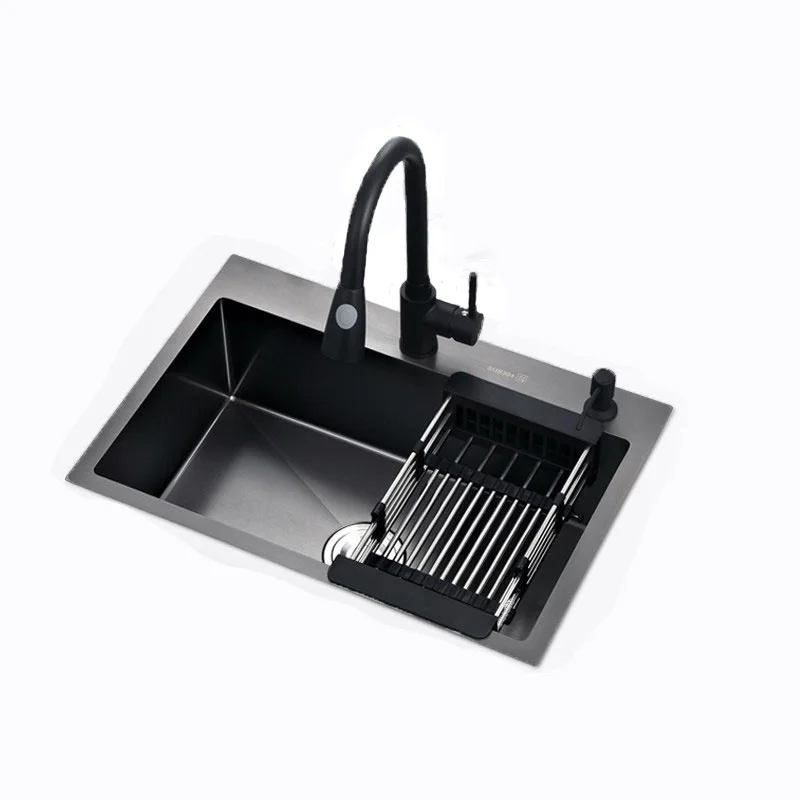 

Kitchen Sink Nano Sink Single Bowl Wash Basin Kitchen Accessories Drain Set Stainless Steel Topmount/Drop-In/Undermount